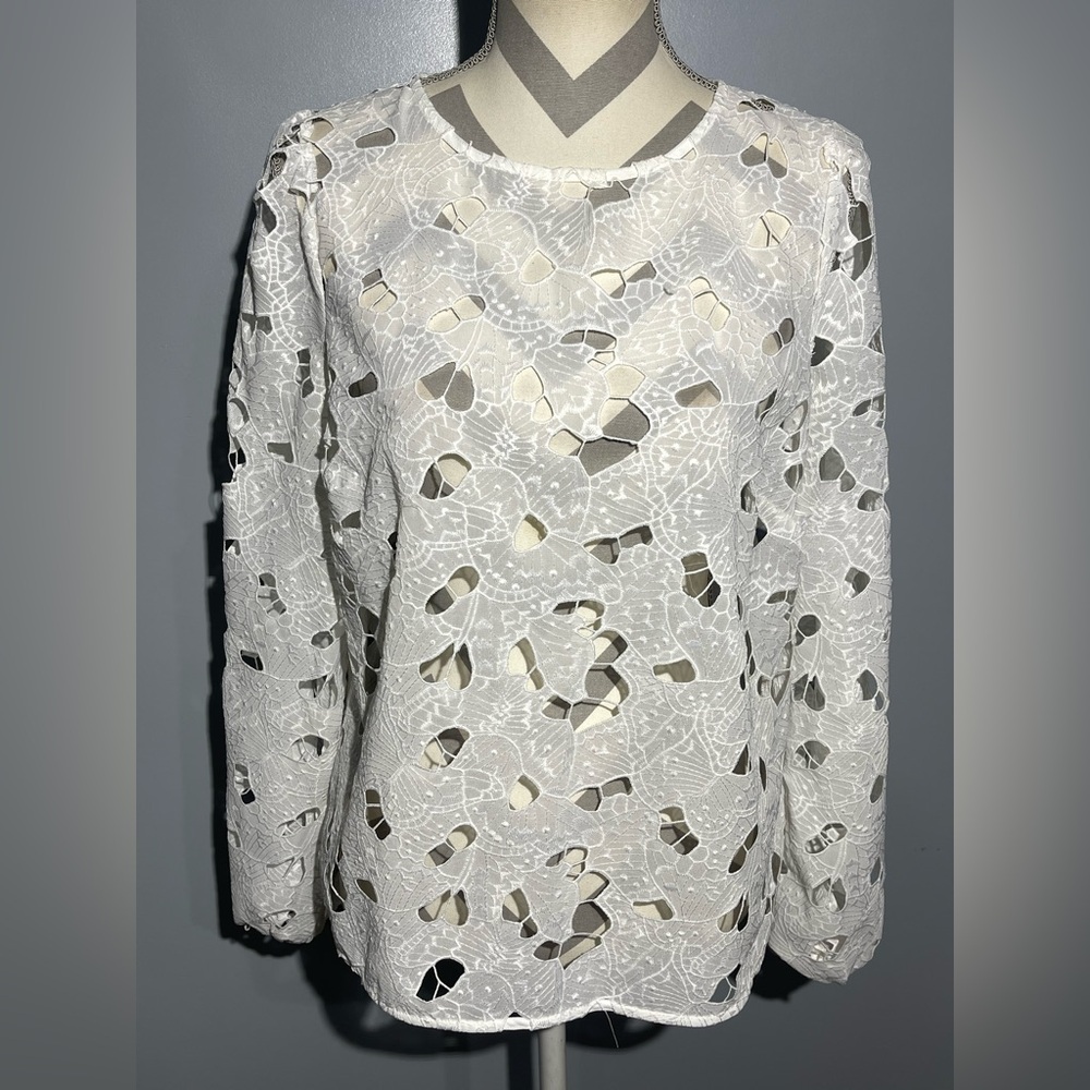 White House Black Market White Lace Blouse